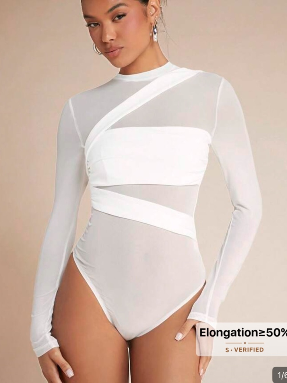 White Mesh SHEIN Bodysuit